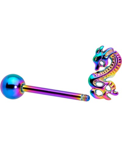 Stainless Steel Rainbow 3D Dragon Top Barbell Tongue Ring $6.71 Body Jewelry