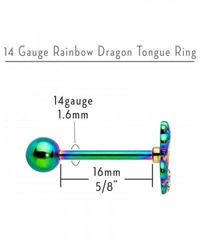 Stainless Steel Rainbow 3D Dragon Top Barbell Tongue Ring $6.71 Body Jewelry