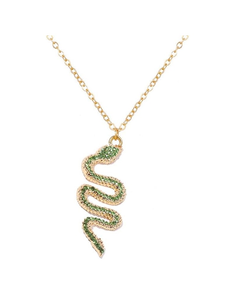 Snake Necklace for Women Men Colorful Zirconia Rhinestone Cobra Snake Animal Pendant Necklace Girls Cool Snake Jewelry Green ...