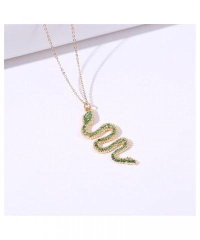 Snake Necklace for Women Men Colorful Zirconia Rhinestone Cobra Snake Animal Pendant Necklace Girls Cool Snake Jewelry Green ...