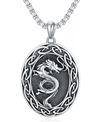 Dragon Gifts for Men 925 Sterling Silver Viking Dragon/Yin Yang/Celtic Dragon Necklace Oxidized Medallion Norse Pagan Jewelry...