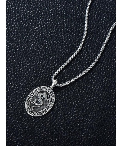 Dragon Gifts for Men 925 Sterling Silver Viking Dragon/Yin Yang/Celtic Dragon Necklace Oxidized Medallion Norse Pagan Jewelry...