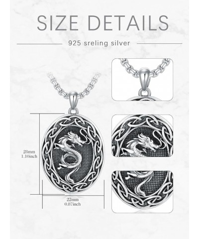 Dragon Gifts for Men 925 Sterling Silver Viking Dragon/Yin Yang/Celtic Dragon Necklace Oxidized Medallion Norse Pagan Jewelry...