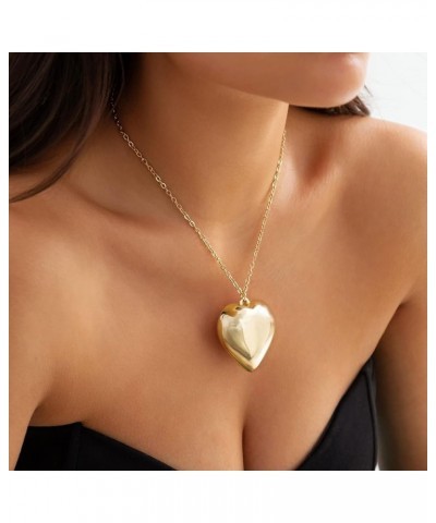 Chunky Puffy Heart Choker Necklace - Big Heart Pendant Adjustable Velvet Chain Heart Necklaces for Women Teen Girls Y2K Trend...