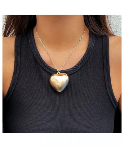 Chunky Puffy Heart Choker Necklace - Big Heart Pendant Adjustable Velvet Chain Heart Necklaces for Women Teen Girls Y2K Trend...