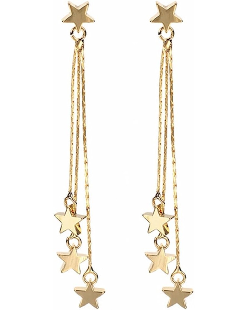 Star Earrings Dangle Rhinestone Big Star Dangle Earrings Long Tassel Star Drop Earrings Sparkle Silver Gold Silver Star Dangl...