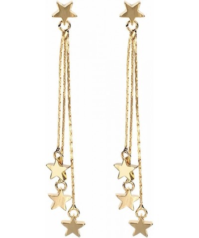 Star Earrings Dangle Rhinestone Big Star Dangle Earrings Long Tassel Star Drop Earrings Sparkle Silver Gold Silver Star Dangl...