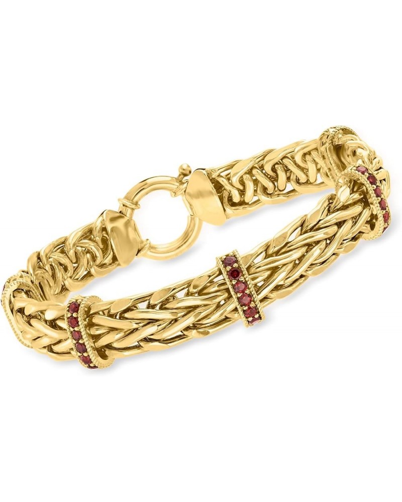 2.00 ct. t.w. Wheat-Link Bracelet Garnet in 18kt Gold Over Sterling 7.0 Inches $104.55 Bracelets