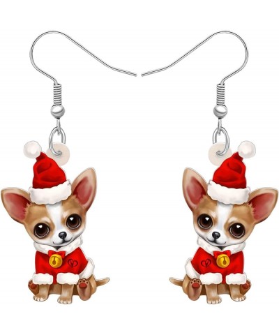 Cute Christmas Dog Earrings Dangle Jewelry for Girls Women Gifts Charms Chihuahua D $7.07 Earrings