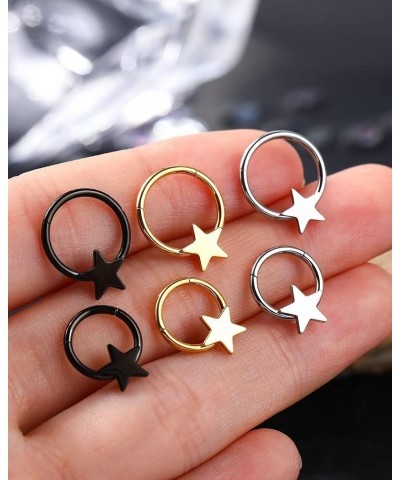 Star Hinged Segment Ring Gold Septum Ring 16g Septum Jewelry Daith Earring Daith Piercing Jewelry Helix Tragus Cartilage Earr...