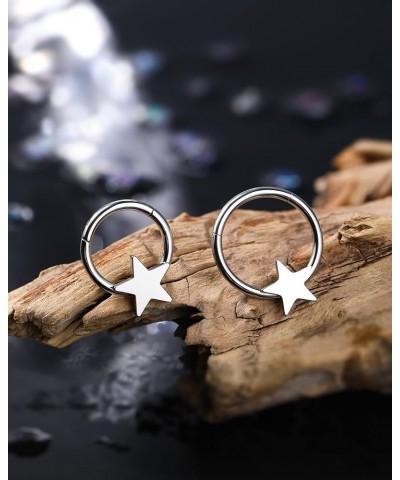 Star Hinged Segment Ring Gold Septum Ring 16g Septum Jewelry Daith Earring Daith Piercing Jewelry Helix Tragus Cartilage Earr...