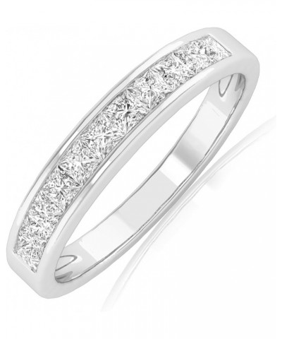 1 Carat t.w. LAB GROWN Princess Cut Diamond Wedding Band Ring (E-F Color VS2-SI1 Clarity) 8.5 White Gold $503.72 Bracelets