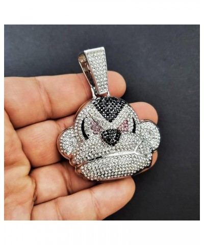 Hip Hop Rapper Style Jewelry Simulated Diamond Gold Silver Plated Large Monkey Head Mong Kong Charm Pendant & 15mm 16" 18" 20...