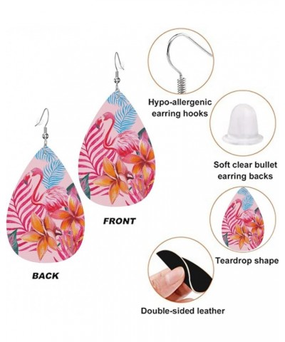 Skull Faux Leather Earrings For Women Girls Lightweight Teardrop Dangle Earrings Gift Beautiful Flamingo Pattern $7.53 Earrings