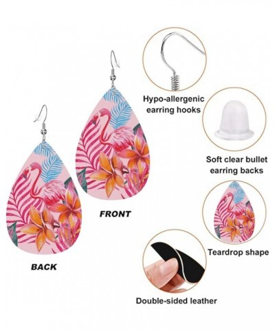 Skull Faux Leather Earrings For Women Girls Lightweight Teardrop Dangle Earrings Gift Beautiful Flamingo Pattern $7.53 Earrings