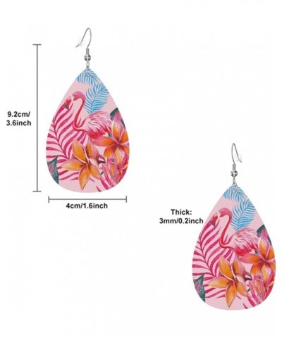 Skull Faux Leather Earrings For Women Girls Lightweight Teardrop Dangle Earrings Gift Beautiful Flamingo Pattern $7.53 Earrings