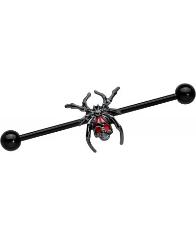 Womens 14G Black PVD Steel Helix Cartilage Earring Red Widow Spider Industrial Barbell 1 1/2 $12.59 Body Jewelry