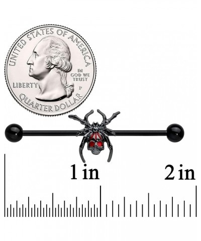 Womens 14G Black PVD Steel Helix Cartilage Earring Red Widow Spider Industrial Barbell 1 1/2 $12.59 Body Jewelry