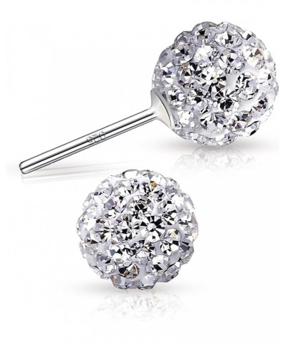 Crystal Line Azuria 925 Sterling Silver Woman Earrings with Box Disco Ball White Crystals Dangle Hook Stud Earrings for Women...