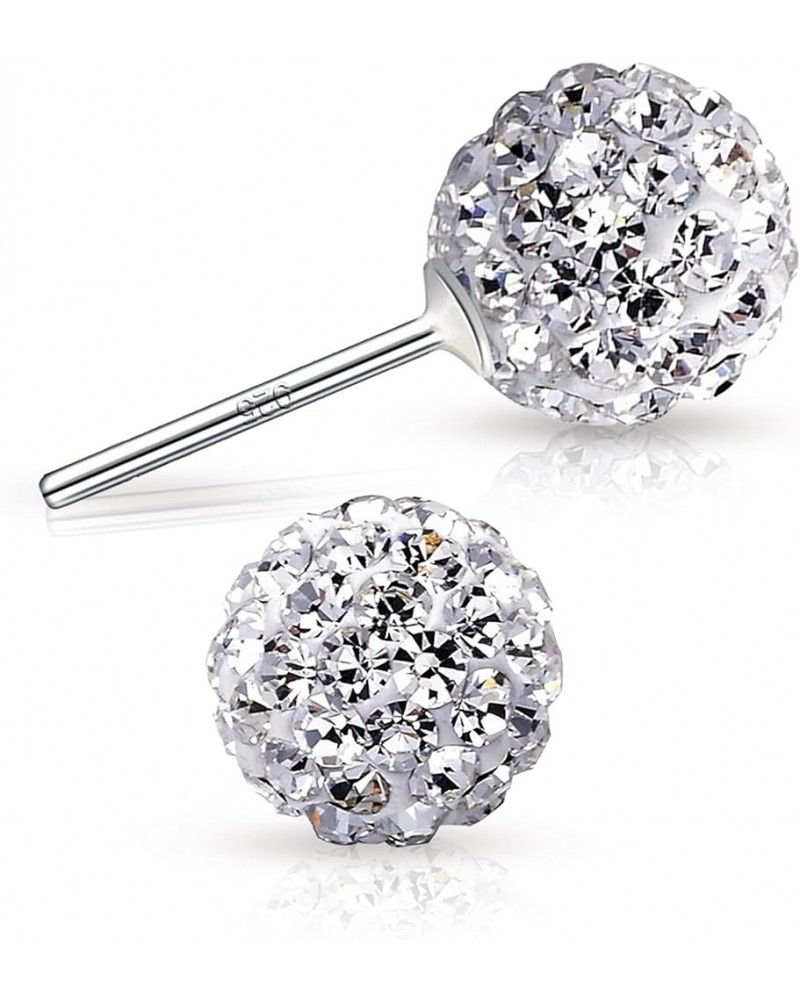 Crystal Line Azuria 925 Sterling Silver Woman Earrings with Box Disco Ball White Crystals Dangle Hook Stud Earrings for Women...