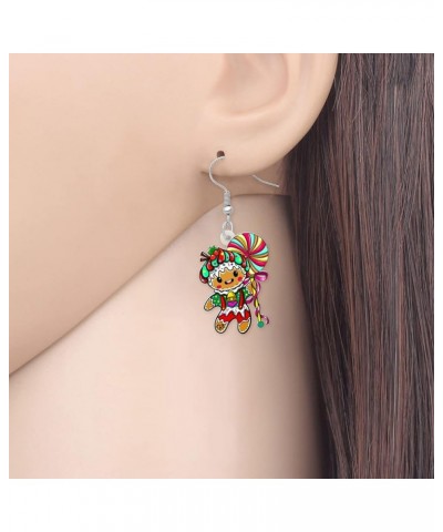 Acrylic Cute Christmas Gingerbread Man Earrings Candy Cookie Dangle Drop Jewelry Funny Gifts for Women Girls Kids Charms Deco...