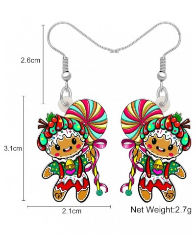 Acrylic Cute Christmas Gingerbread Man Earrings Candy Cookie Dangle Drop Jewelry Funny Gifts for Women Girls Kids Charms Deco...