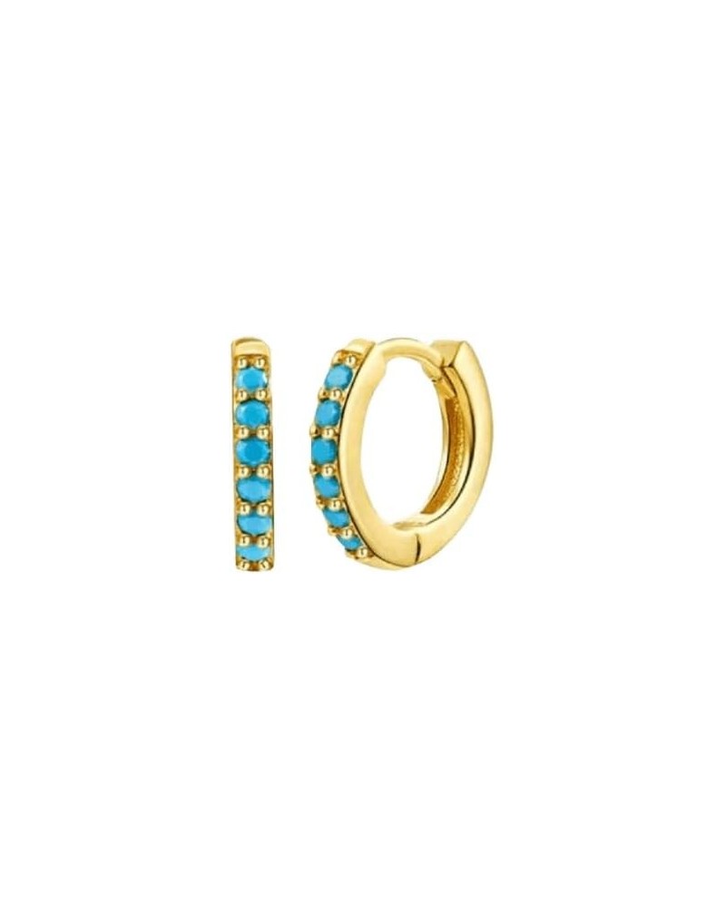 925 Sterling Silver Needle Fashion Hoop Earrings for Women Blue Pendant 18K Gold Earrings -D3011 LN0184-13 $9.00 Earrings