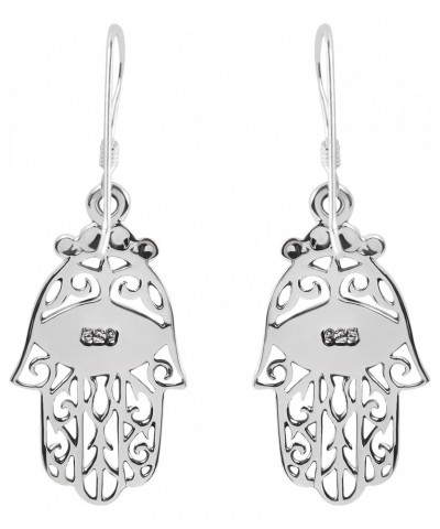 Beautiful Religious Jewish Hamsa Hand Abalone Shell Protection .925 Sterling Silver Earrings $10.08 Earrings