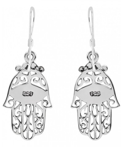 Beautiful Religious Jewish Hamsa Hand Abalone Shell Protection .925 Sterling Silver Earrings $10.08 Earrings