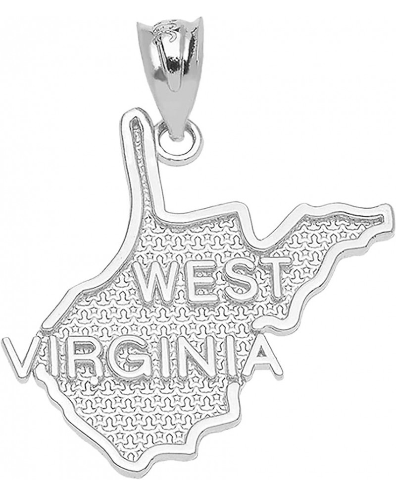 .925 Sterling Silver Dangling USA American State Map with Star Texture Charm Pendant - Choice of State West Virginia $11.00 P...