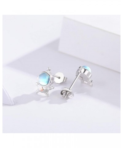 Astronaut Earrings Spacemen Studs 925 Sterling Silver Moonstone Earrings Cute Cartoon Spaceman Earrings Planet Jewelry Gift f...