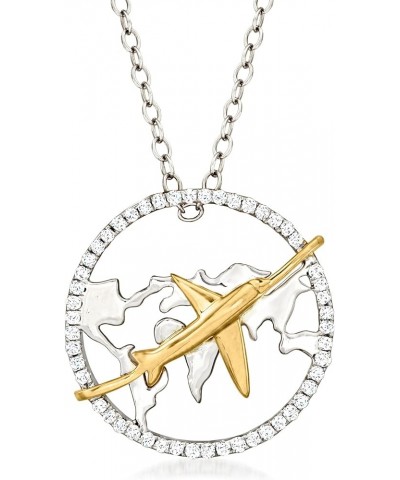 0.15 ct. t.w. Diamond Airplane and Globe Pendant Necklace in 2-Tone Sterling Silver 20.0 Inches $95.20 Necklaces