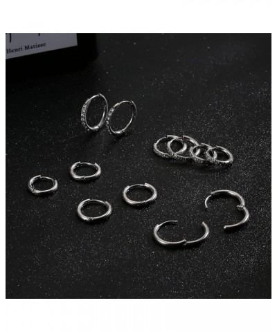 6 Pairs Huggie Hoop Earrings for Women Surgical Stainless Steel Tiny Cartilage Hoop Earrings Cubic Zirconia Small Hoop Ear Pi...