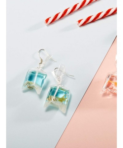 4 Pairs Funny Acrylic Goldfish and Starfish Earrings, Water Bag Shape Dangle Hook Earrings for Girls Women (Style1) $7.00 Ear...