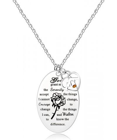 Inspirational God Grant Me Serenity Prayer Necklace Oval Pendant Religious Courage Jewelry with Mustard Seed Y827 Heart Mount...