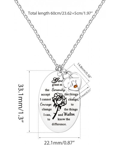 Inspirational God Grant Me Serenity Prayer Necklace Oval Pendant Religious Courage Jewelry with Mustard Seed Y827 Heart Mount...