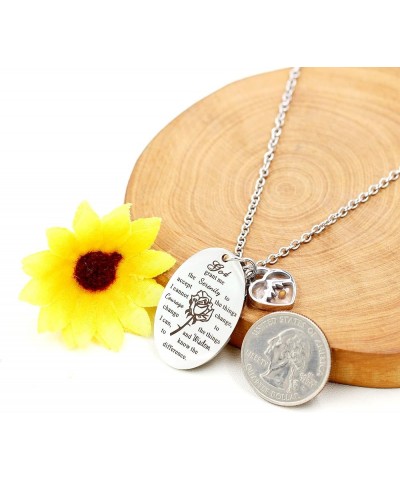 Inspirational God Grant Me Serenity Prayer Necklace Oval Pendant Religious Courage Jewelry with Mustard Seed Y827 Heart Mount...