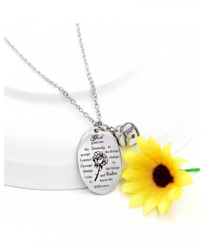 Inspirational God Grant Me Serenity Prayer Necklace Oval Pendant Religious Courage Jewelry with Mustard Seed Y827 Heart Mount...