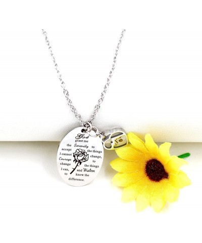 Inspirational God Grant Me Serenity Prayer Necklace Oval Pendant Religious Courage Jewelry with Mustard Seed Y827 Heart Mount...