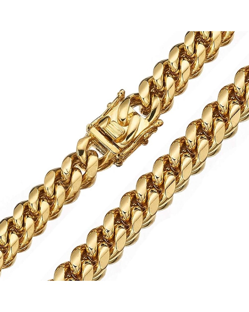 Gold Cuban Link Chain Necklace or Bracelet for Men 15mm 18K Stainless Steel Chunky Thick Heavy Miami Curb Chains 8-30 inch Va...