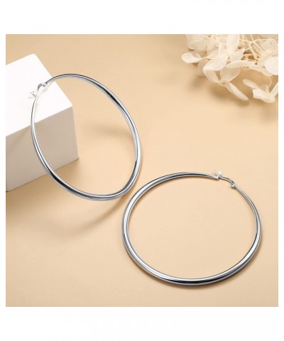 925 Sterling Silver Hoop Earrings 14K Gold Filled Hypoallergenic Big Hoops Earrings with Graduated Curvature Lightweight Holl...