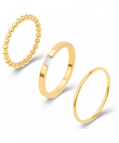 18K Gold Plated Stackable Rings for Women Stainless Steel Engagement Ring Set Comfort Fit Size 6 to 10 plated-yellow $12.37 R...