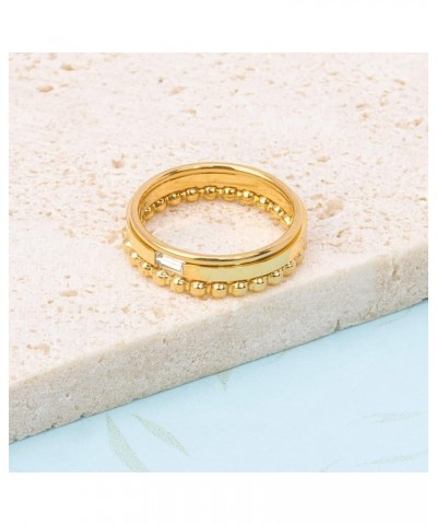 18K Gold Plated Stackable Rings for Women Stainless Steel Engagement Ring Set Comfort Fit Size 6 to 10 plated-yellow $12.37 R...