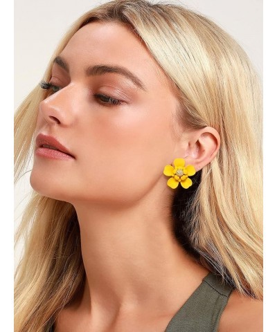 Flower Dangle Earrings Boho Layered Floral Petal Drop Earrings Statement Stud Earring for Women Girls C-3Pairs $7.50 Earrings