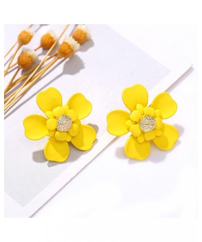 Flower Dangle Earrings Boho Layered Floral Petal Drop Earrings Statement Stud Earring for Women Girls C-3Pairs $7.50 Earrings