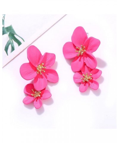 Flower Dangle Earrings Boho Layered Floral Petal Drop Earrings Statement Stud Earring for Women Girls C-3Pairs $7.50 Earrings