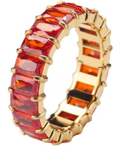 Women's Stainless Steel Colorful Zircon Gemstone Ring Size 6-10 8 Gold-Red $9.17 Rings