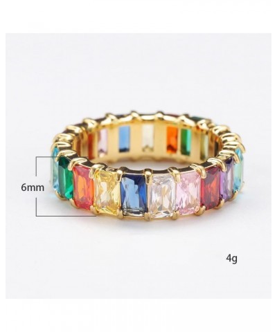 Women's Stainless Steel Colorful Zircon Gemstone Ring Size 6-10 8 Gold-Red $9.17 Rings