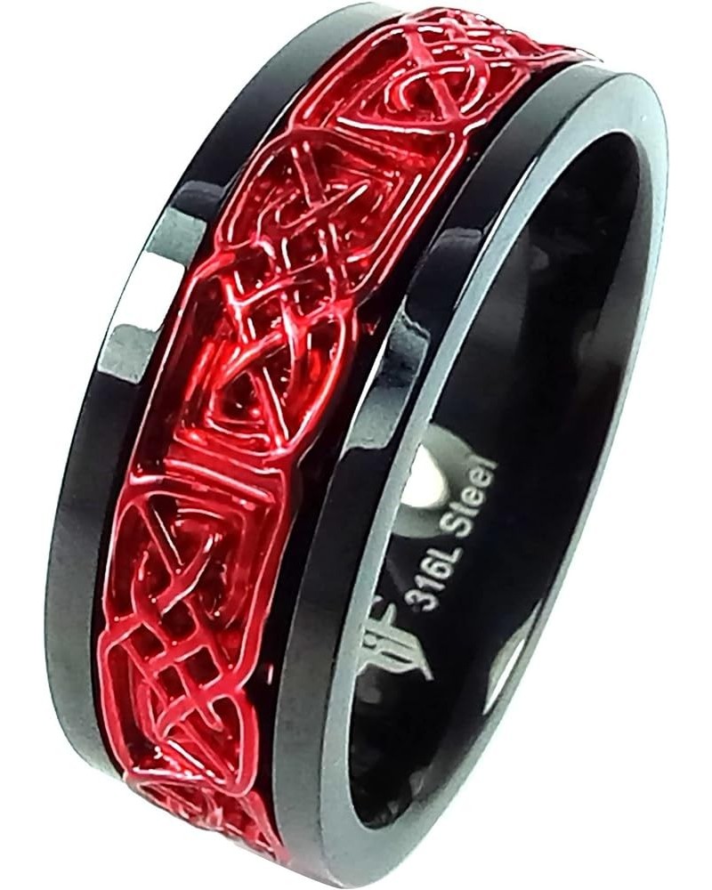 Red Viking Spinner Ring Black 316L Surgical Stainless Steel Mens Womens Celtic Norse Anti Anxiety Band Sizes 5-17 7 $12.74 Rings