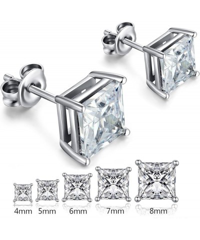 18K White Gold Plated Stud Earrings 925 Sterling Silver Stud Earrings for Women/Men, Stud Earring with 5A+ Cubic Zirconia Hyp...